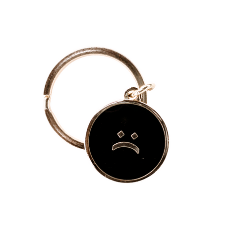 Sad Face Keychain - Gold
