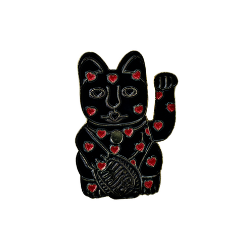 Fortune Cat - Black With Heart