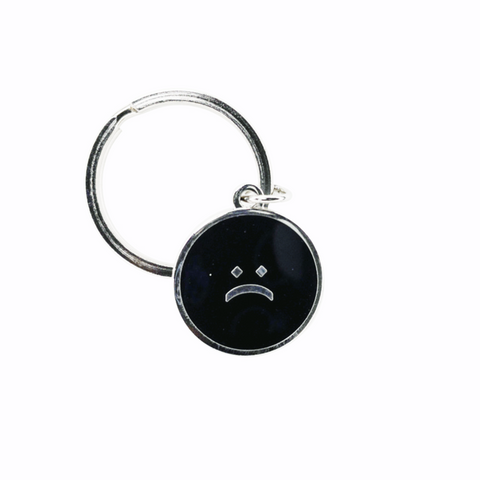 Sad Face Keychain - Silver